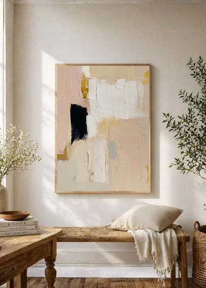 Cuadro Decorativo Abstracto, Bloques Rosa Beige