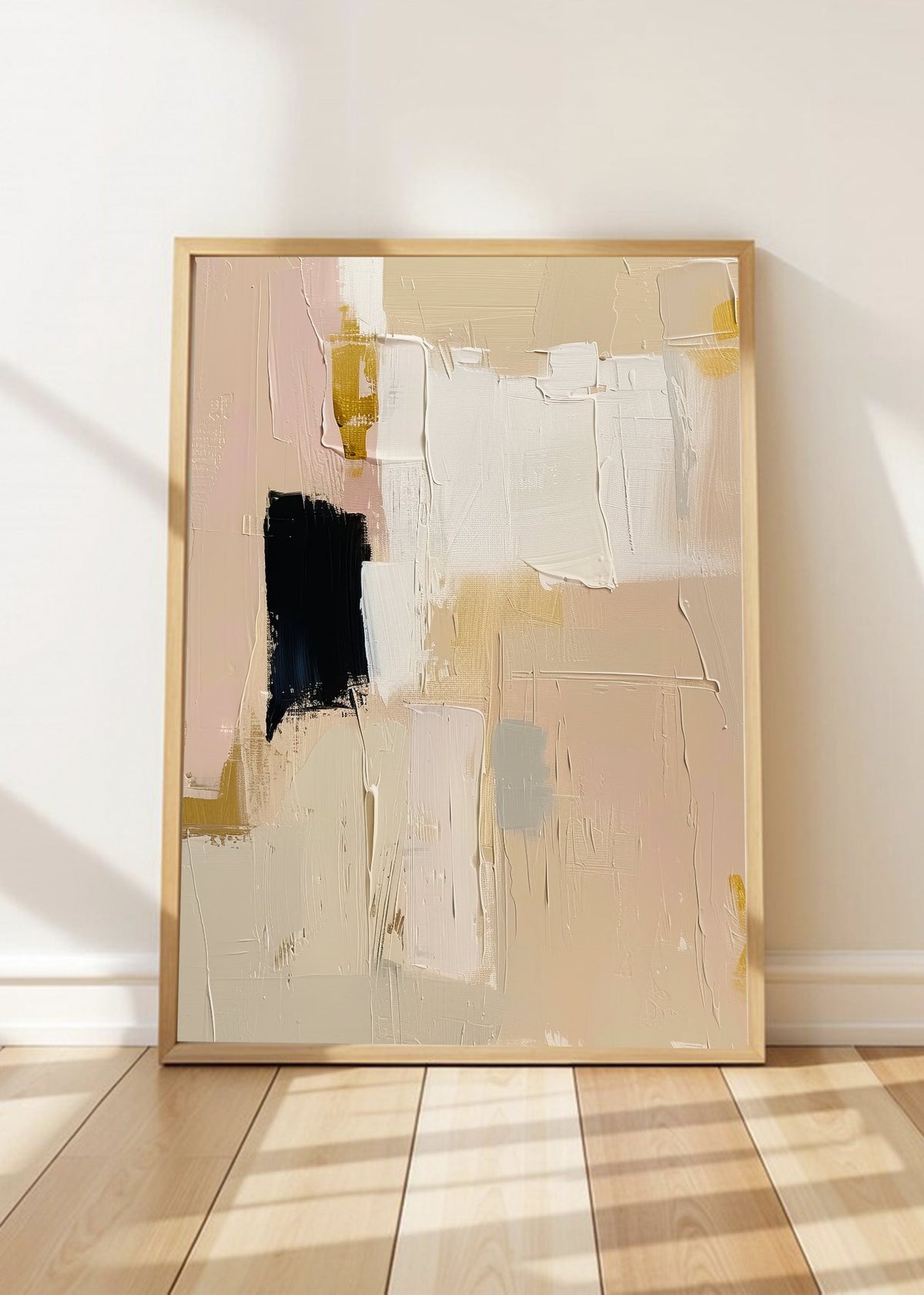 Cuadro Decorativo Abstracto, Bloques Rosa Beige