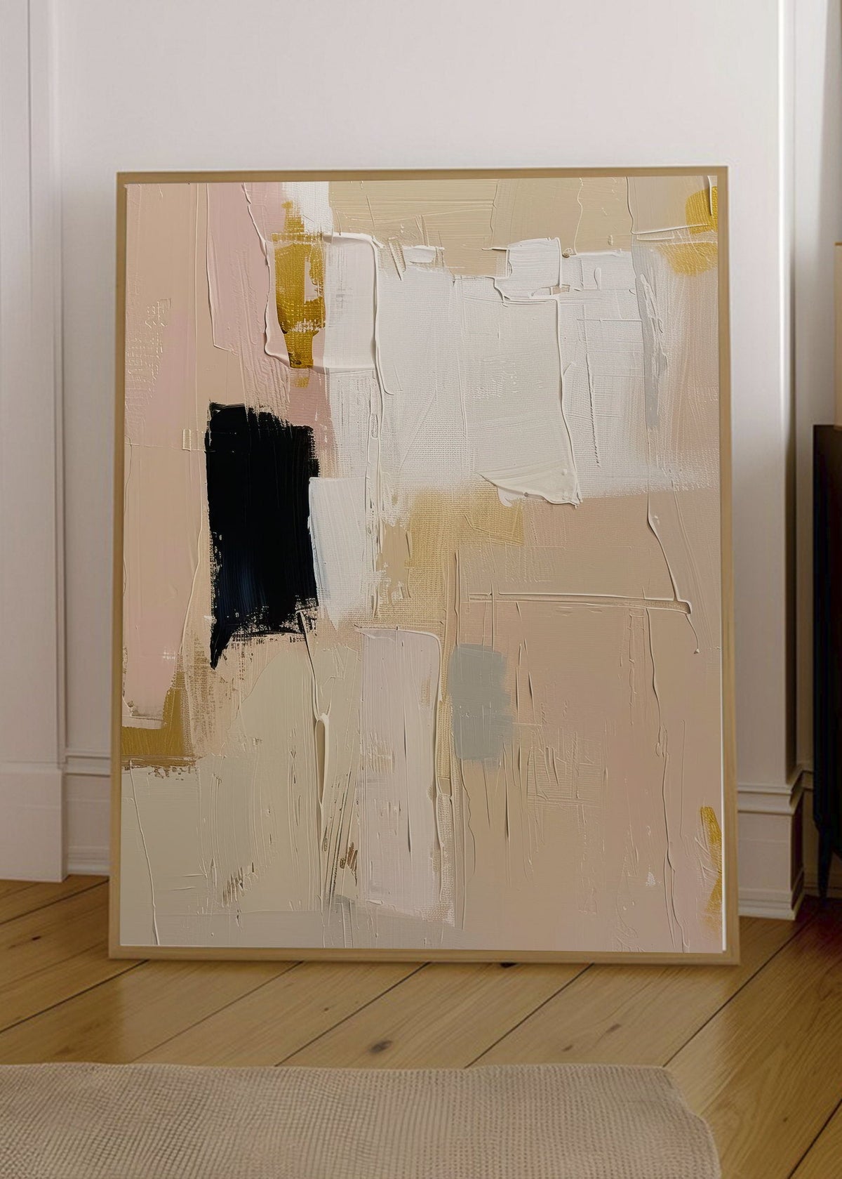 Cuadro Decorativo Abstracto, Bloques Rosa Beige