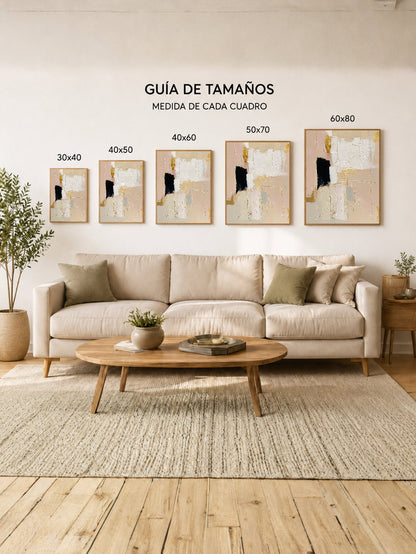 Cuadro Decorativo Abstracto, Bloques Rosa Beige