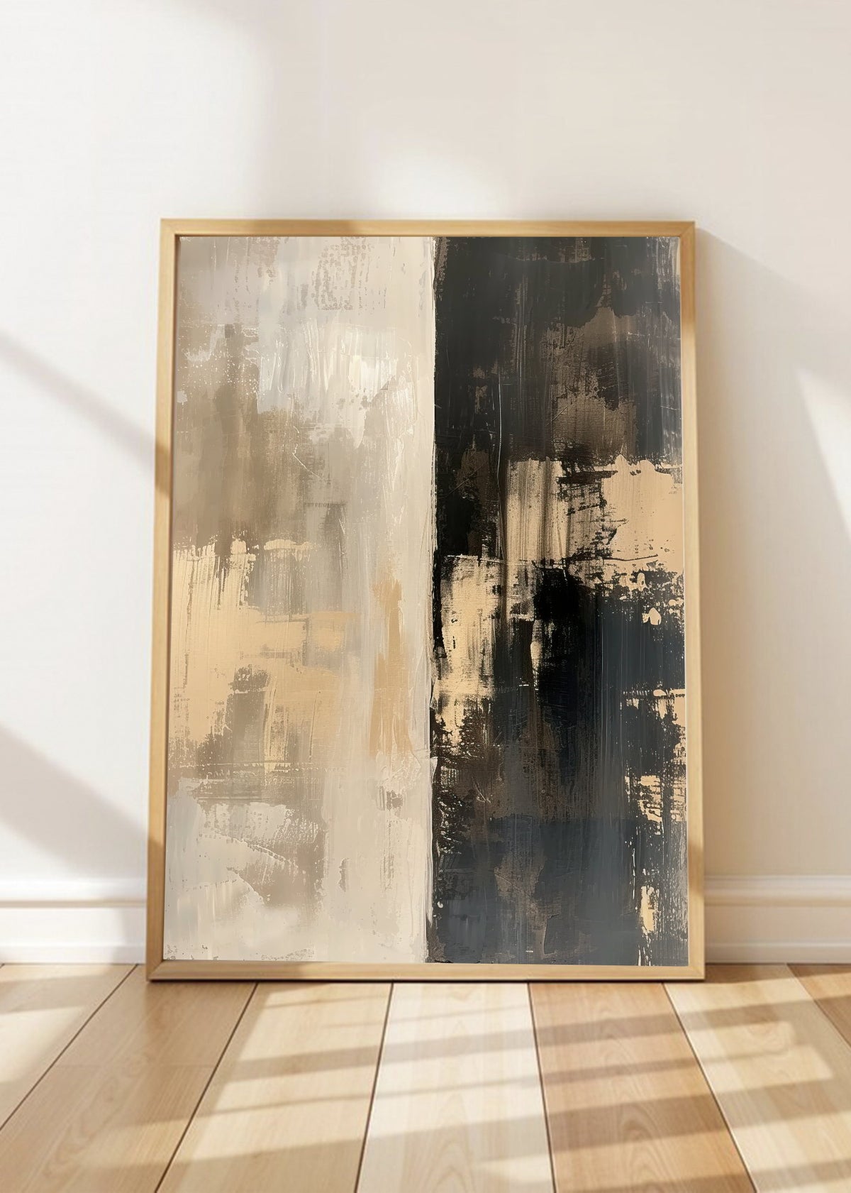 Cuadro Decorativo Abstracto, Bloques Verticales Beige
