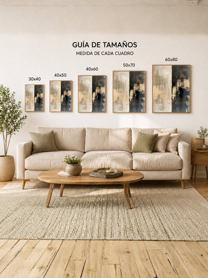 Cuadro Decorativo Abstracto, Bloques Verticales Beige