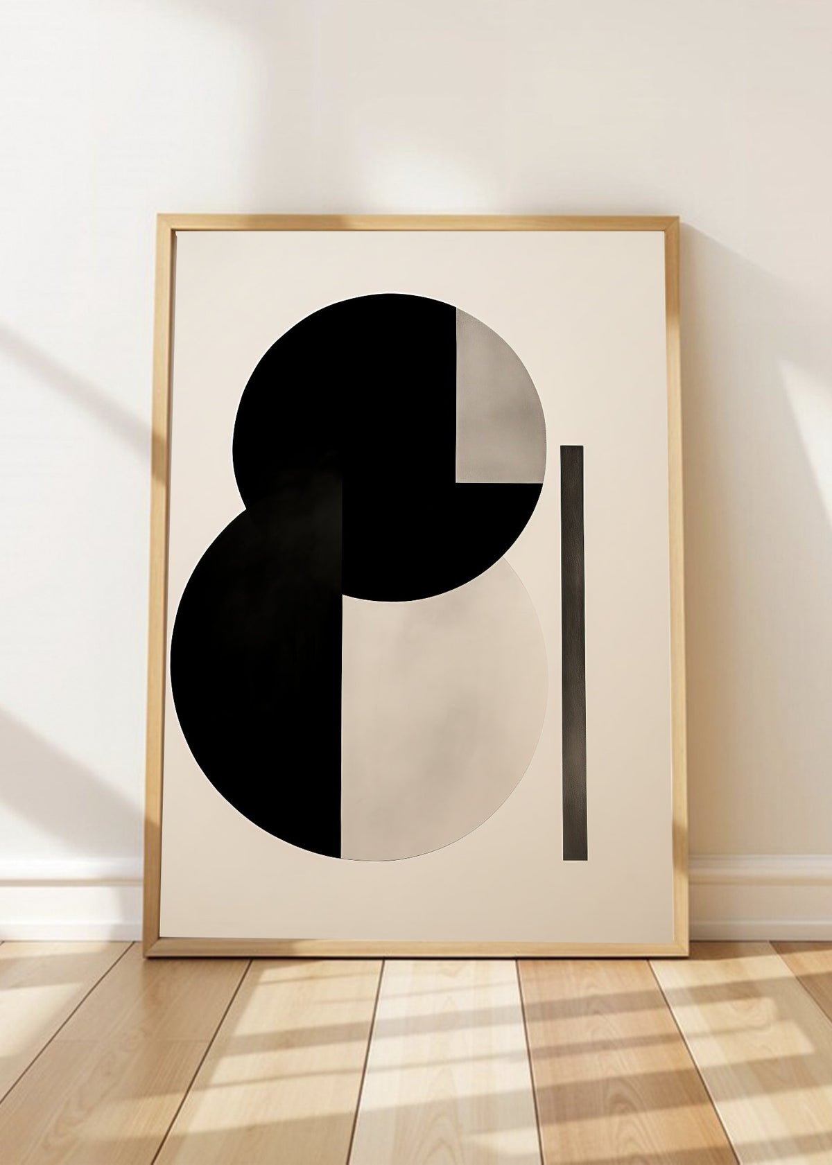 Cuadro Decorativo Abstracto, Círculo Mitades Negro