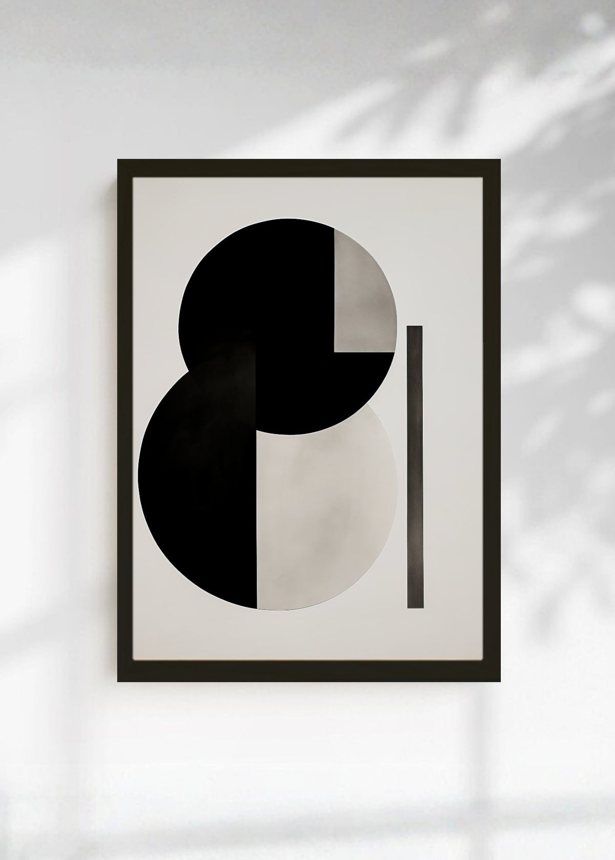 Cuadro Decorativo Abstracto, Círculo Mitades Negro