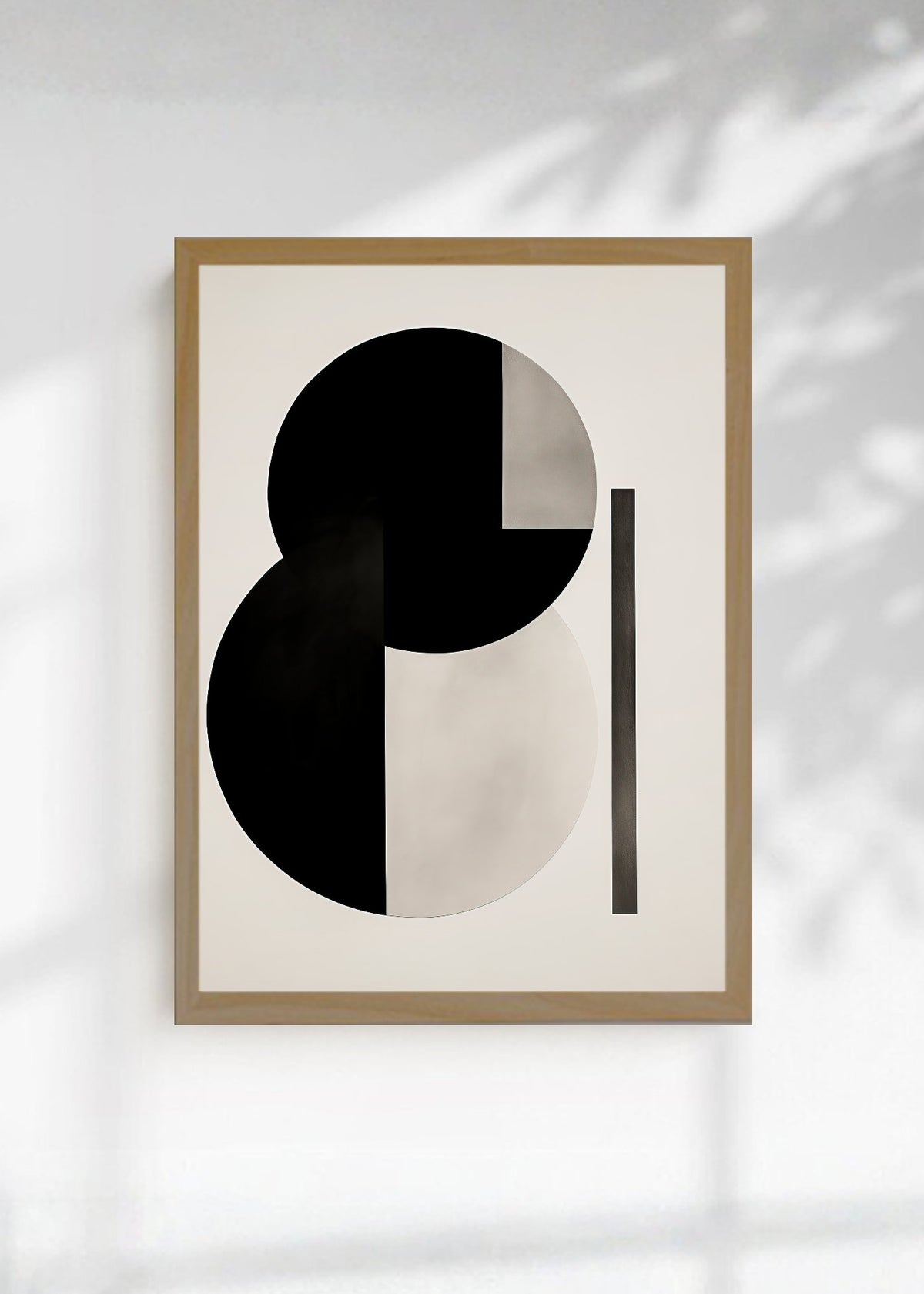 Cuadro Decorativo Abstracto, Círculo Mitades Negro