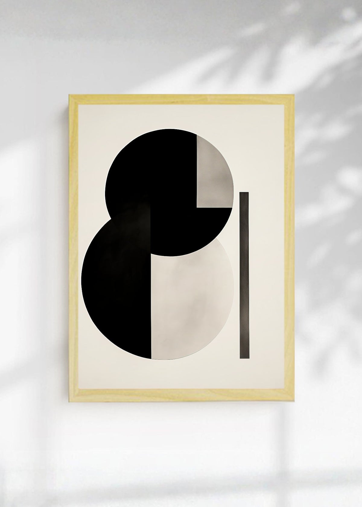 Cuadro Decorativo Abstracto, Círculo Mitades Negro