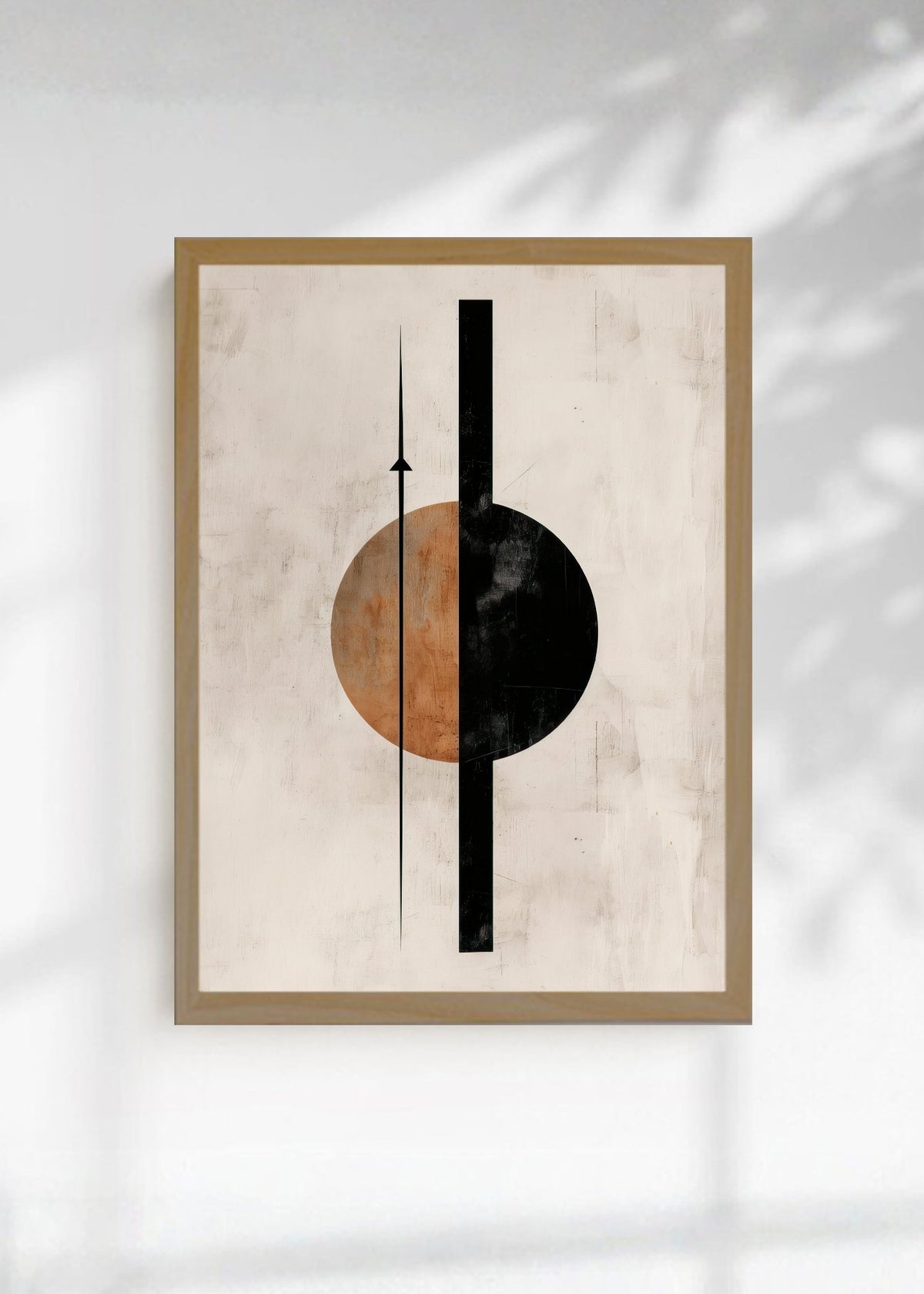 Cuadro Decorativo Abstracto, Círculo Naranja Barra Negra