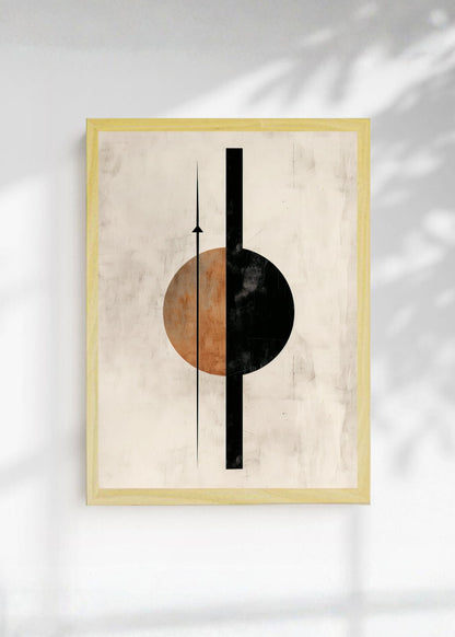 Cuadro Decorativo Abstracto, Círculo Naranja Barra Negra