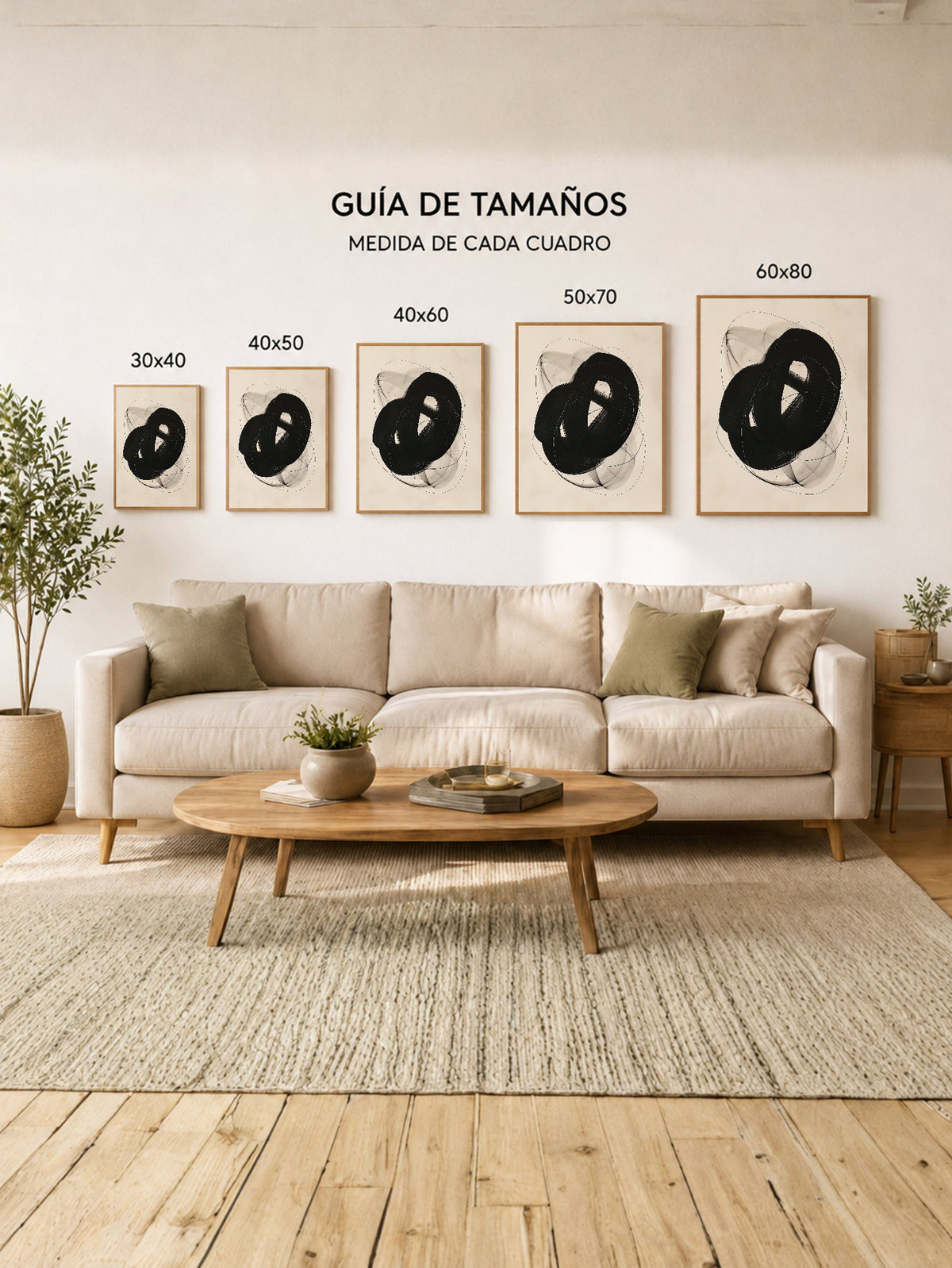 Cuadro Decorativo Abstracto, Círculo Trazo Negro