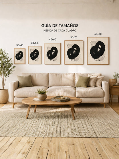 Cuadro Decorativo Abstracto, Círculo Trazo Negro