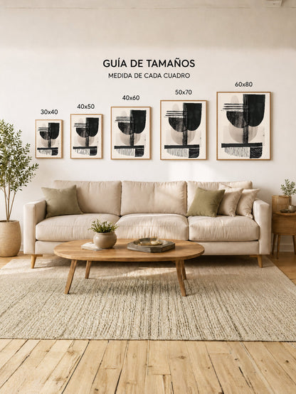 Cuadro Decorativo Abstracto, Collage Formas Beige