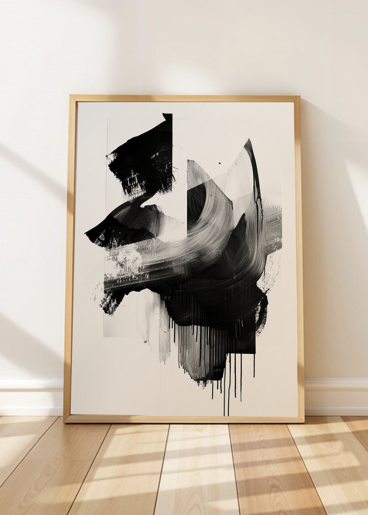 Cuadro Decorativo Abstracto, Collage Gris Negro