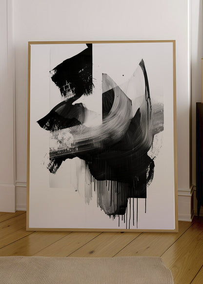 Cuadro Decorativo Abstracto, Collage Gris Negro