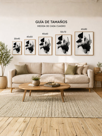 Cuadro Decorativo Abstracto, Collage Gris Negro