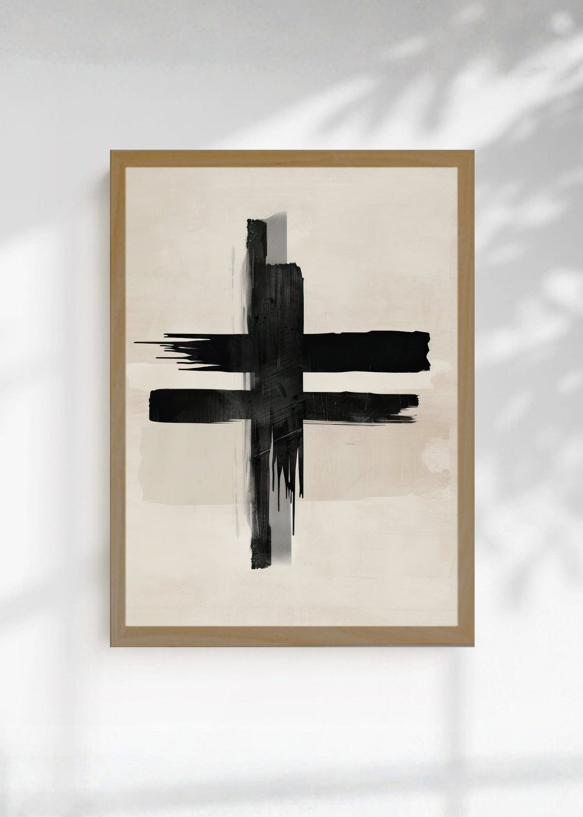 Cuadro Decorativo Abstracto, Cruz Negra Crema