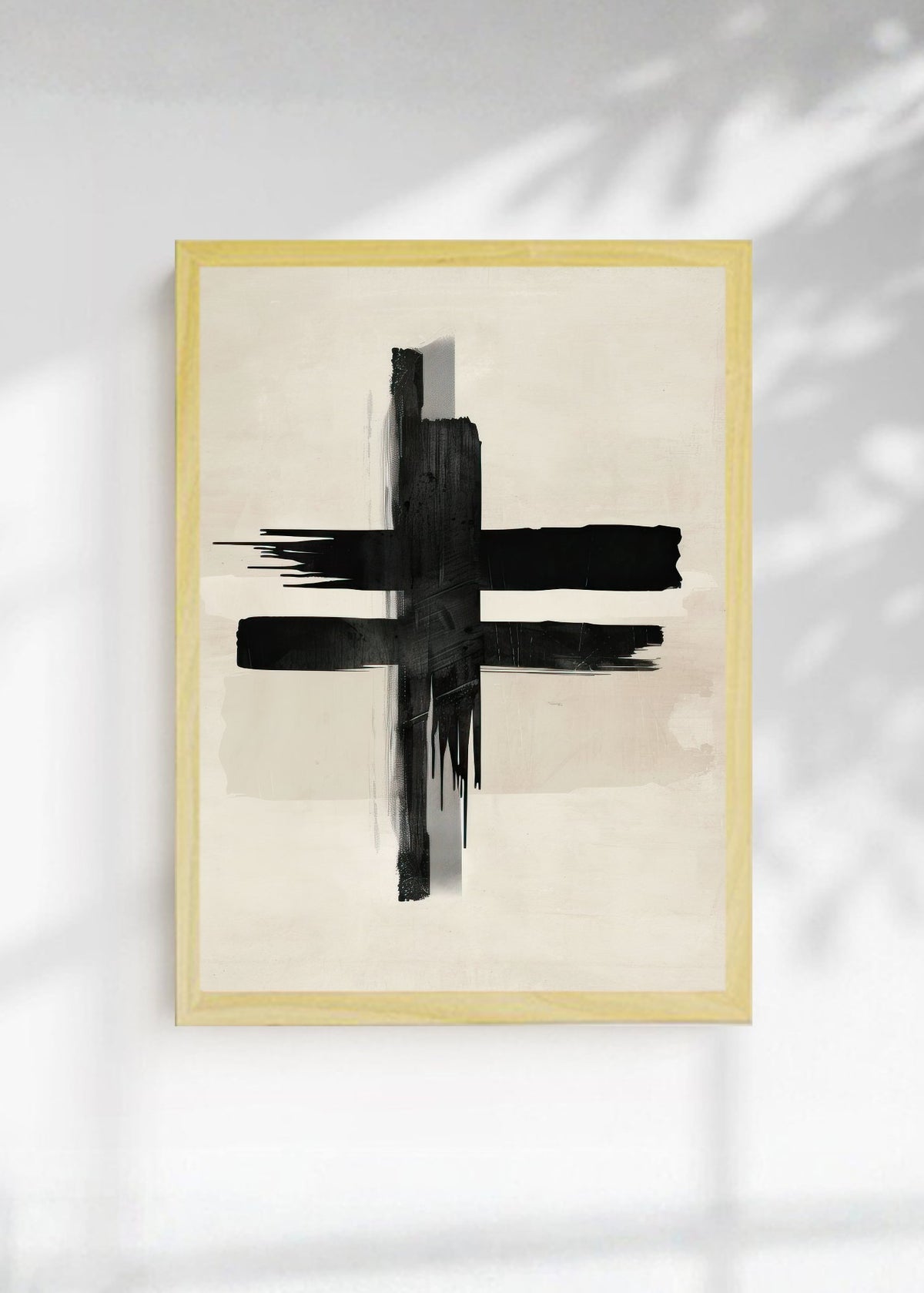 Cuadro Decorativo Abstracto, Cruz Negra Crema
