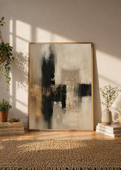 Cuadro Decorativo Abstracto, Cruz Pincel Beige