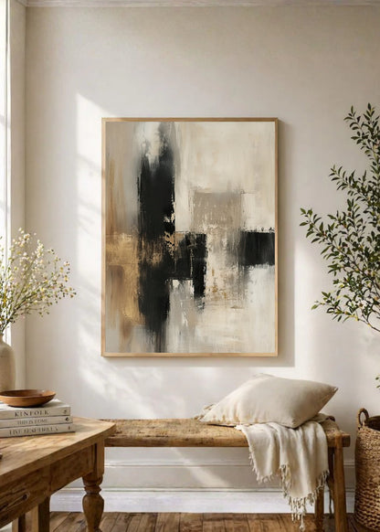 Cuadro Decorativo Abstracto, Cruz Pincel Beige