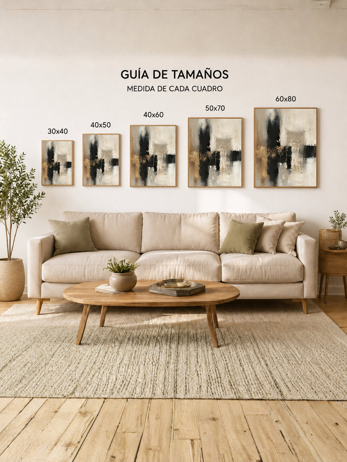 Cuadro Decorativo Abstracto, Cruz Pincel Beige