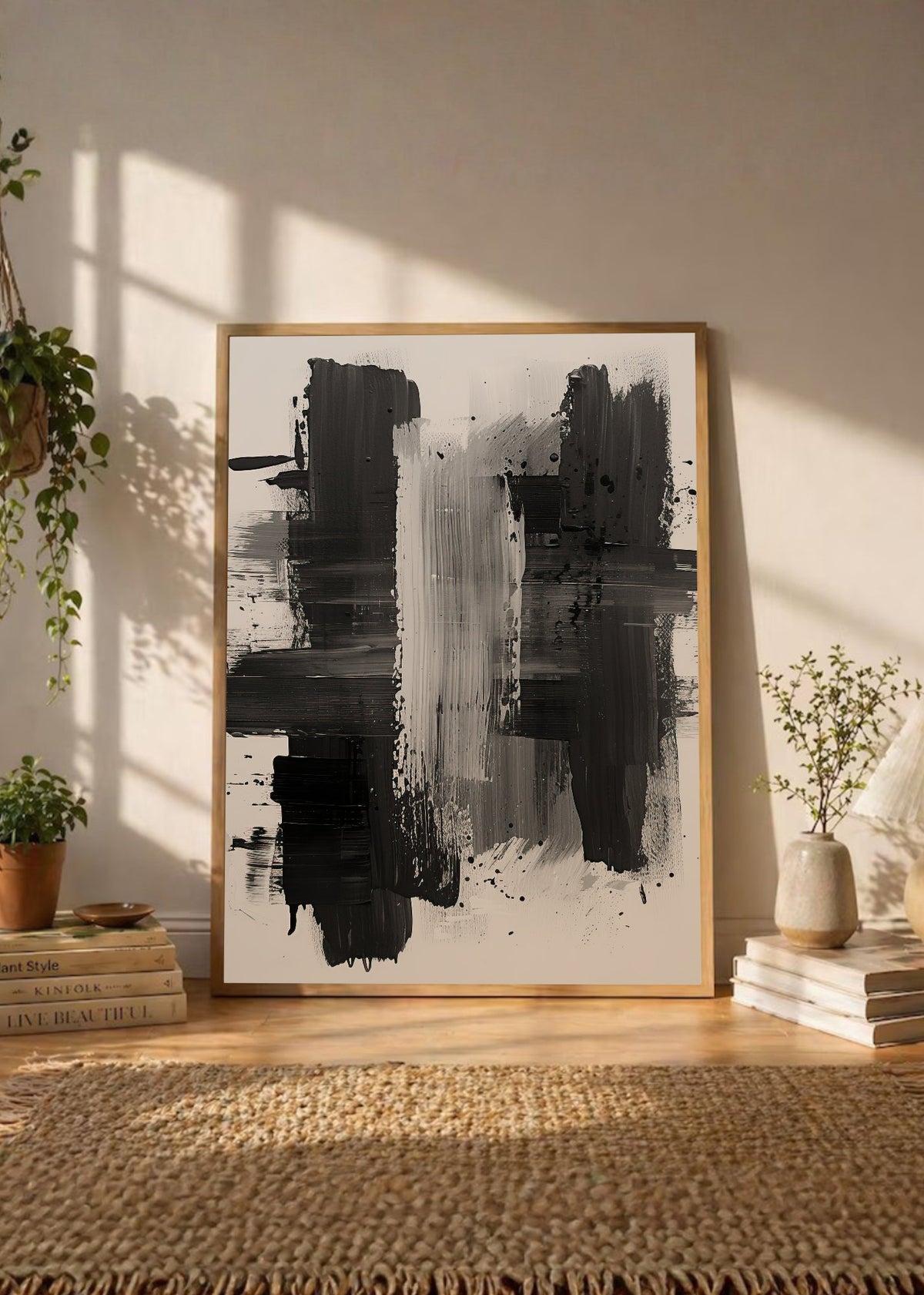 Cuadro Decorativo Abstracto, Cruz Pincel Gris
