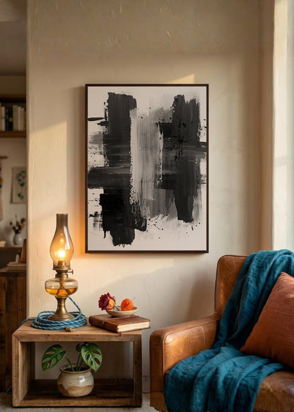 Cuadro Decorativo Abstracto, Cruz Pincel Gris
