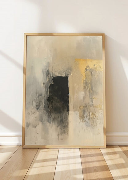 Cuadro Decorativo Abstracto, Cuadrado Negro Amarillo