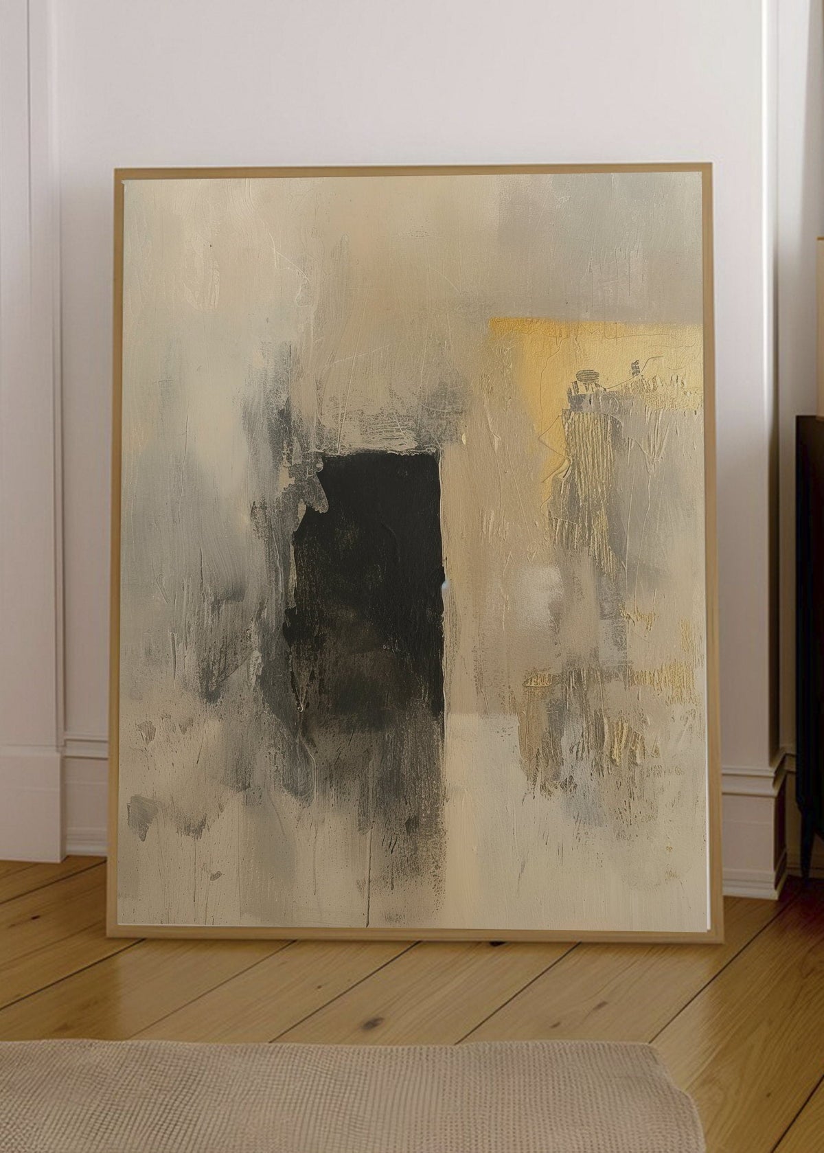 Cuadro Decorativo Abstracto, Cuadrado Negro Amarillo