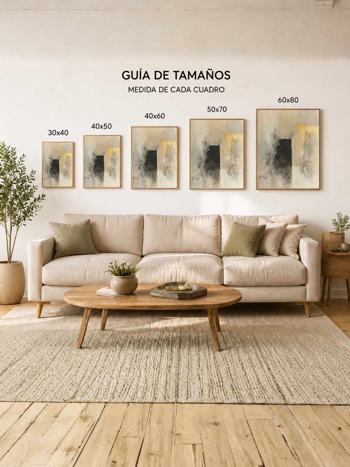 Cuadro Decorativo Abstracto, Cuadrado Negro Amarillo