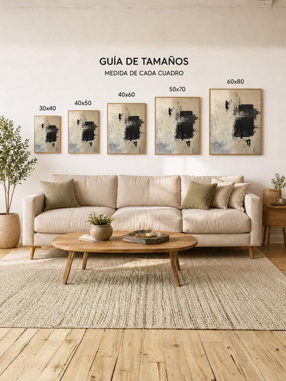 Cuadro Decorativo Abstracto, Cuadrado Negro Ocre