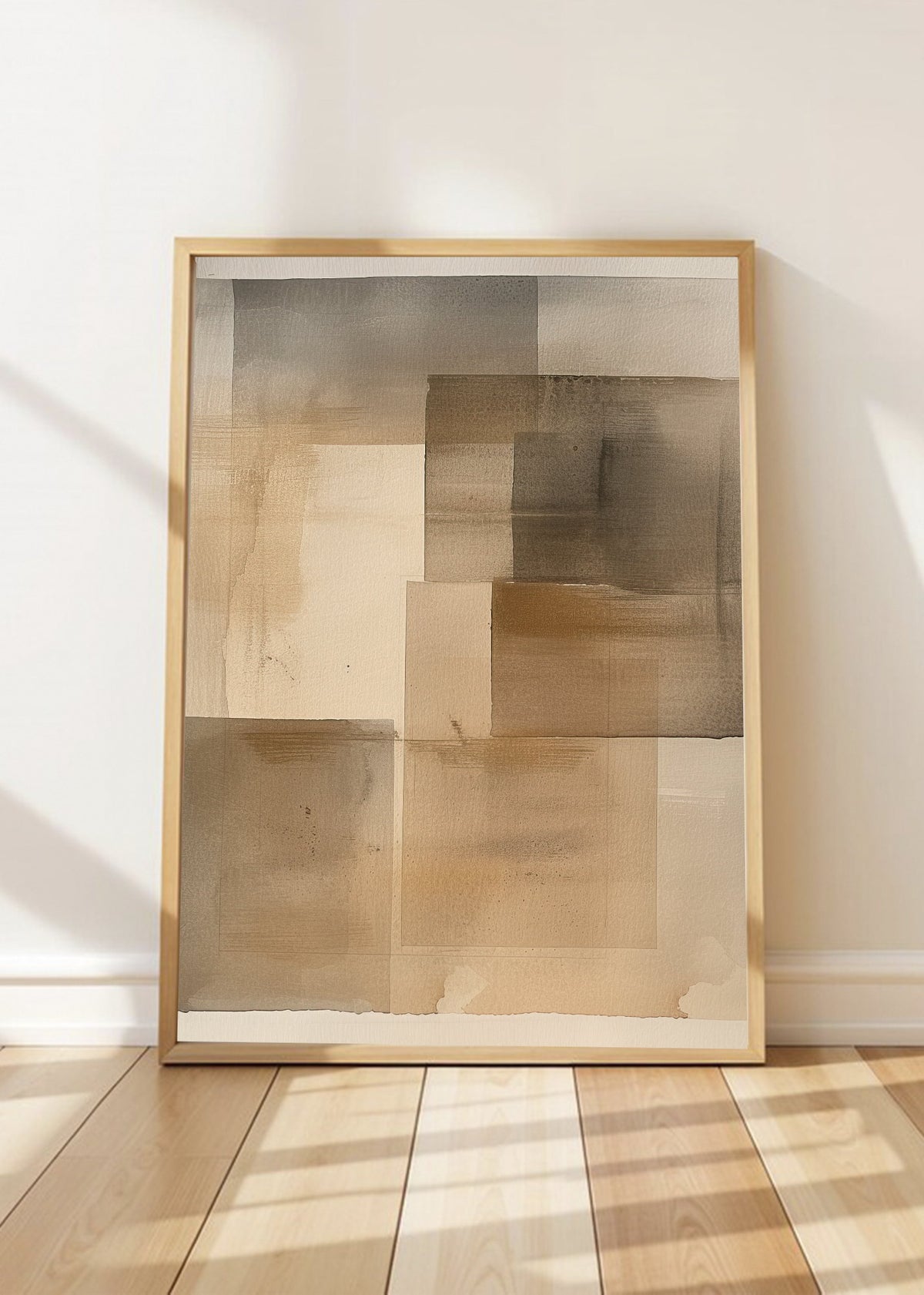 Cuadro Decorativo Abstracto, Cuadrados Beige Suave