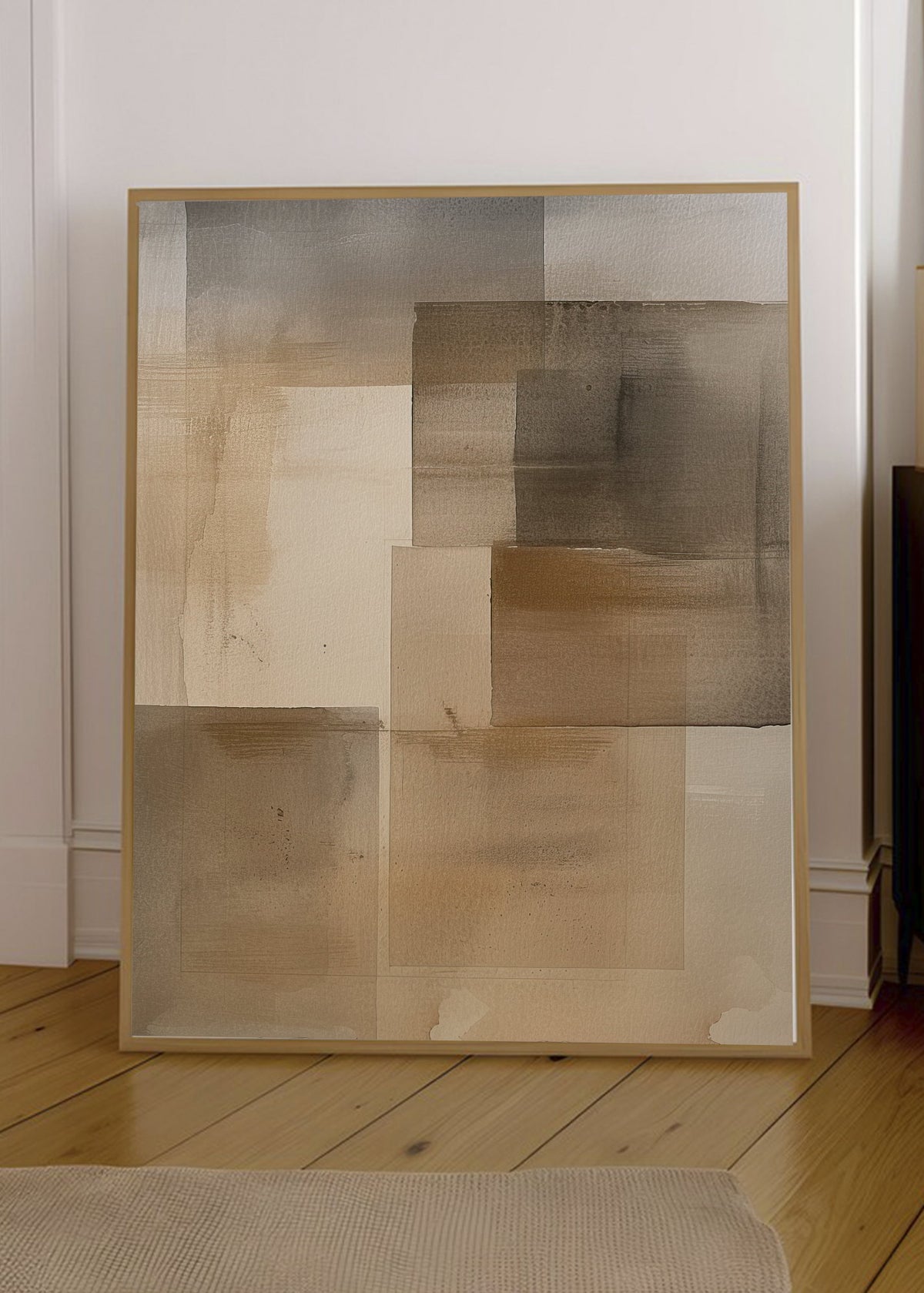 Cuadro Decorativo Abstracto, Cuadrados Beige Suave