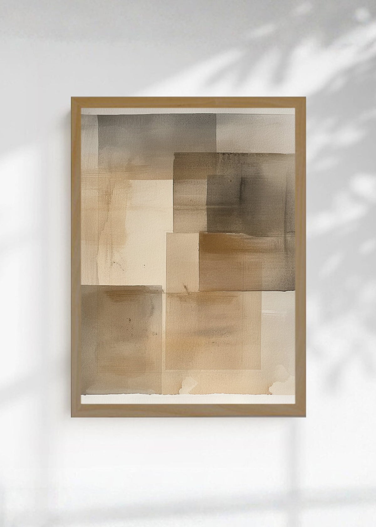 Cuadro Decorativo Abstracto, Cuadrados Beige Suave