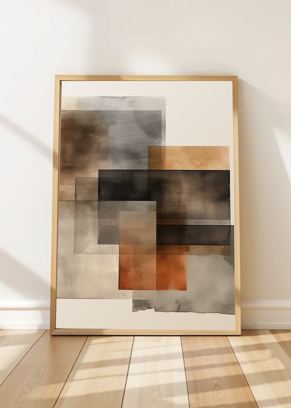 Cuadro Decorativo Abstracto, Cuadrados Naranja Gris