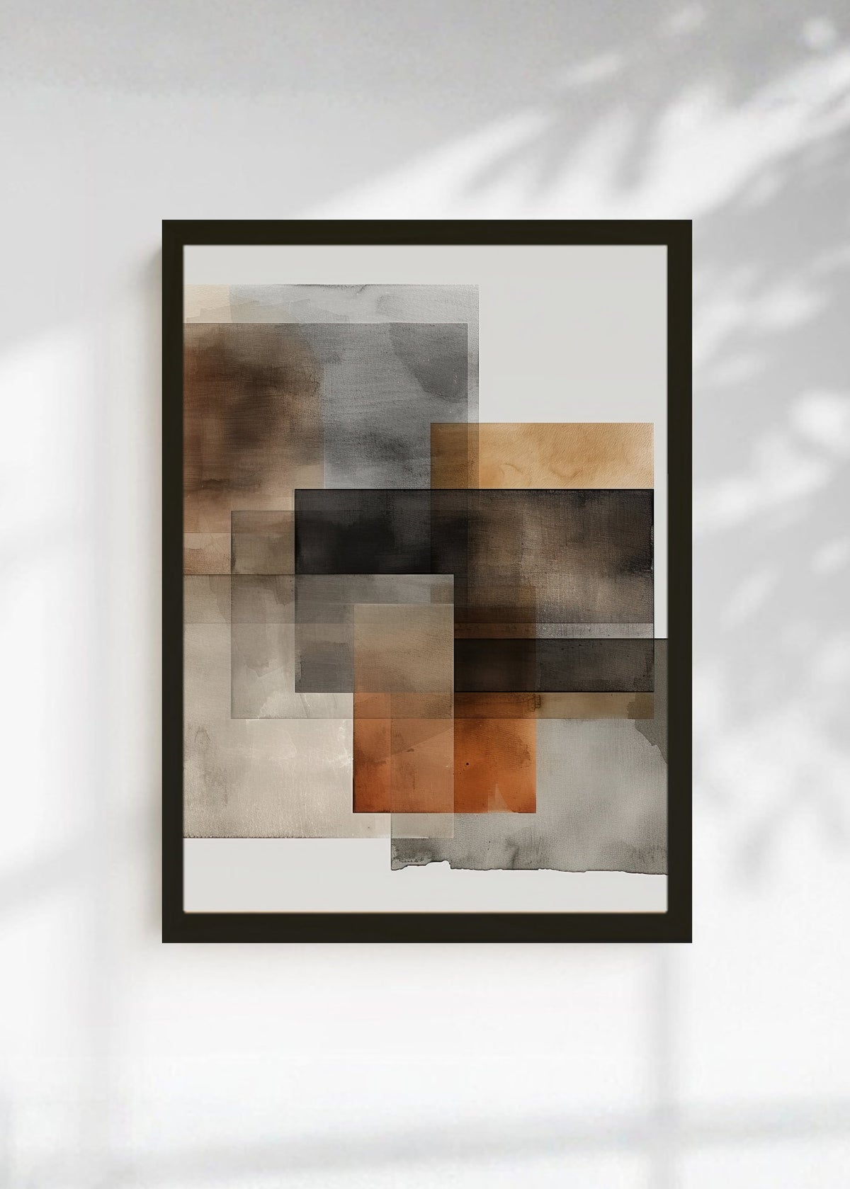 Cuadro Decorativo Abstracto, Cuadrados Naranja Gris