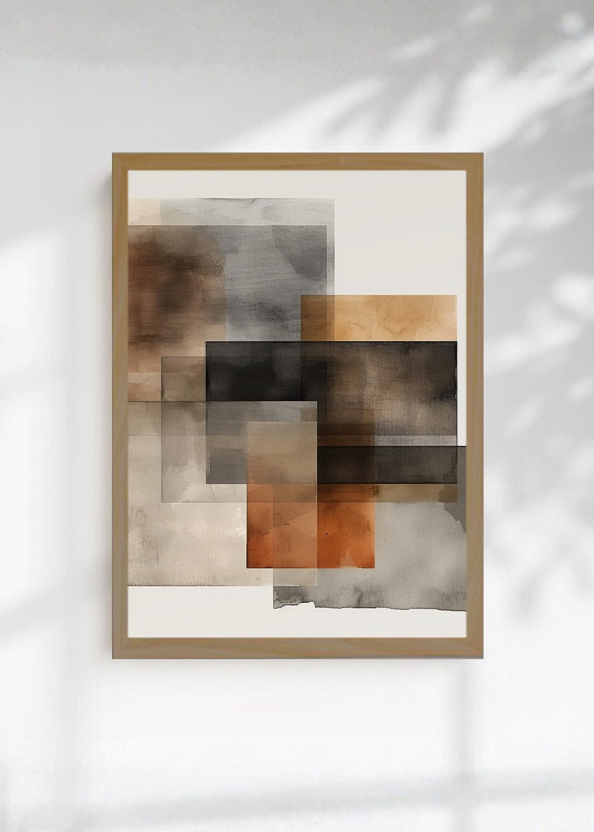Cuadro Decorativo Abstracto, Cuadrados Naranja Gris