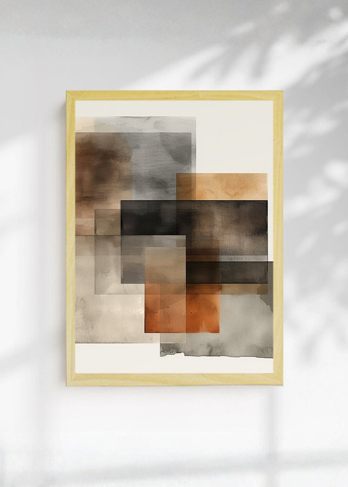 Cuadro Decorativo Abstracto, Cuadrados Naranja Gris