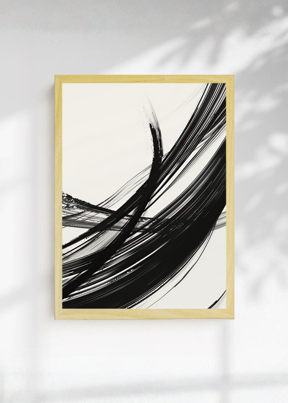 Cuadro Decorativo Abstracto, Curva Pincel Blanco