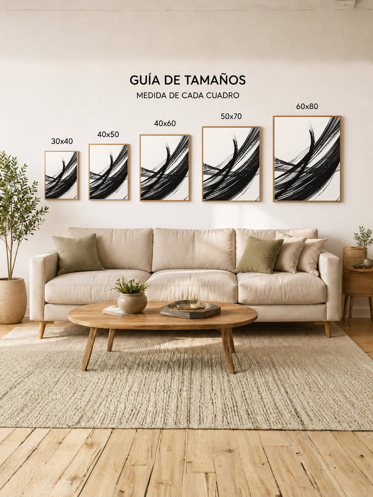 Cuadro Decorativo Abstracto, Curva Pincel Blanco
