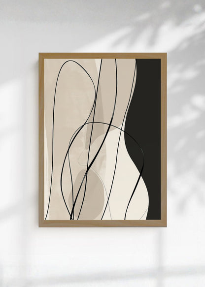 Cuadro Decorativo Abstracto, Curvas Finas Beige