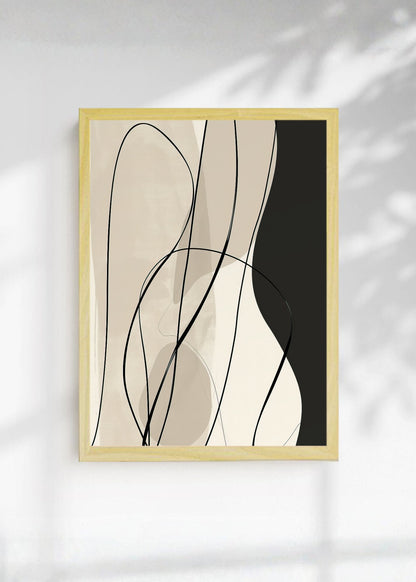 Cuadro Decorativo Abstracto, Curvas Finas Beige