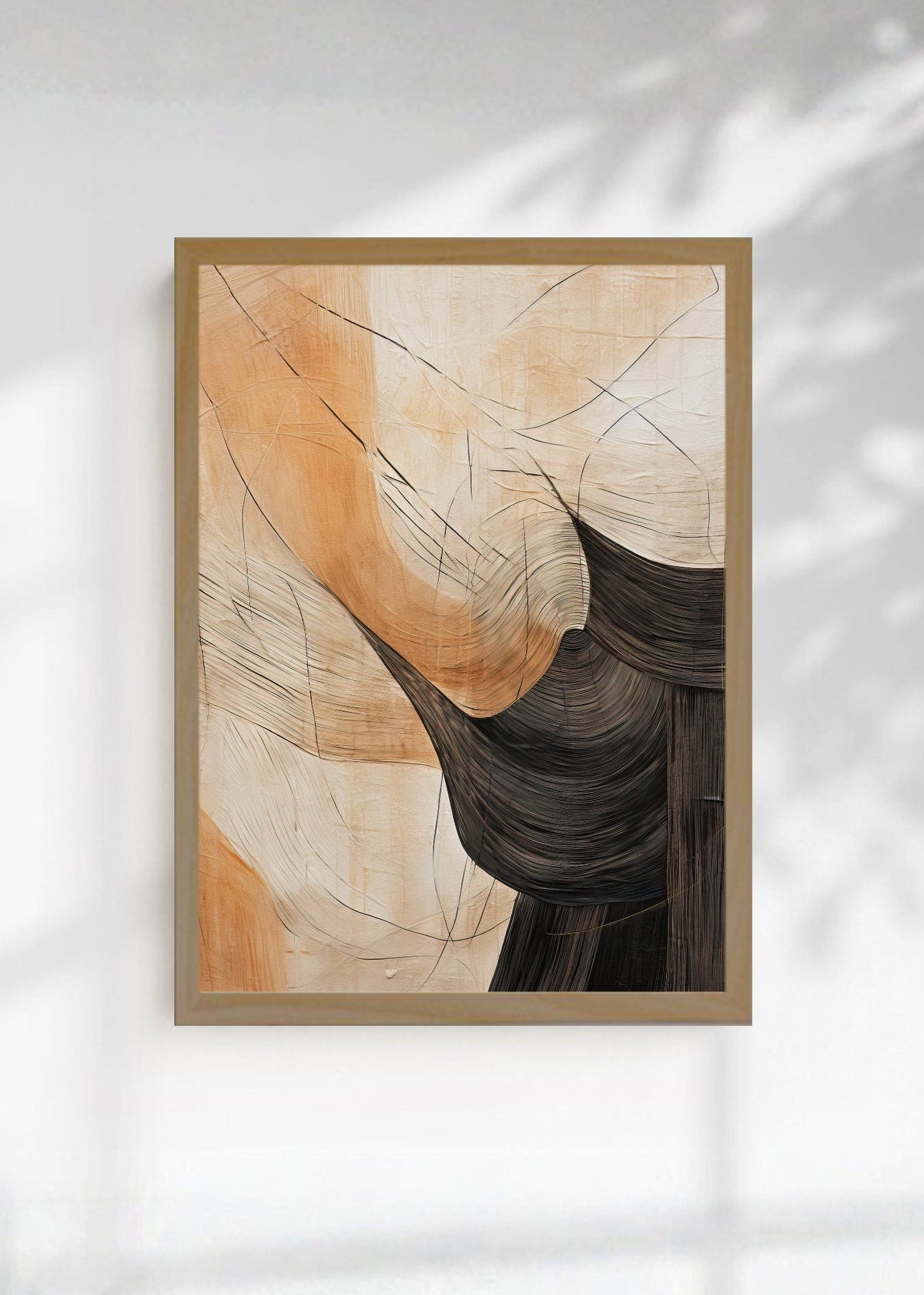 Cuadro Decorativo Abstracto, Curvas Naranja Marrón