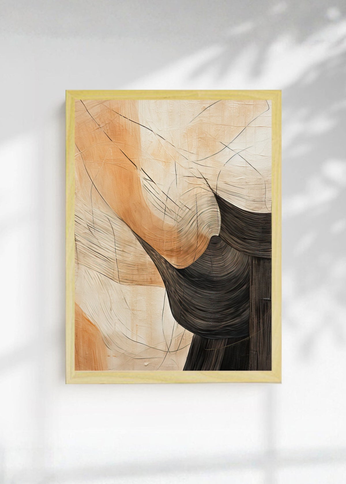 Cuadro Decorativo Abstracto, Curvas Naranja Marrón