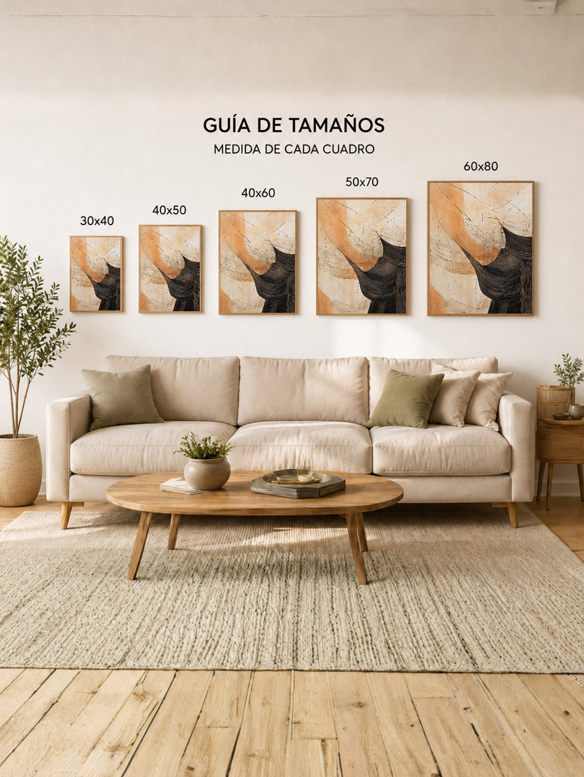 Cuadro Decorativo Abstracto, Curvas Naranja Marrón