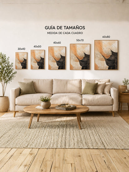 Cuadro Decorativo Abstracto, Curvas Naranja Marrón
