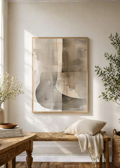 Cuadro Decorativo Abstracto, Curvas Superpuestas Beige