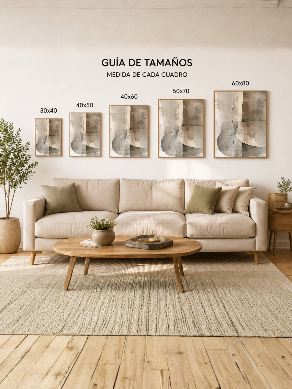 Cuadro Decorativo Abstracto, Curvas Superpuestas Beige