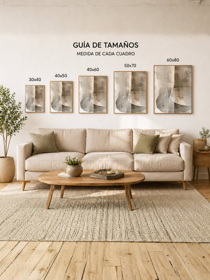 Cuadro Decorativo Abstracto, Curvas Superpuestas Beige