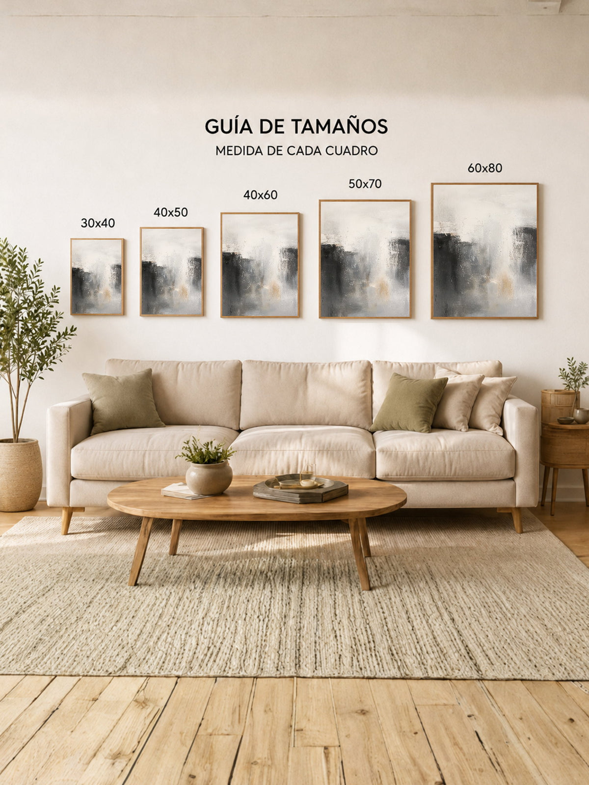 Cuadro Decorativo Abstracto, Degradé Gris Suave