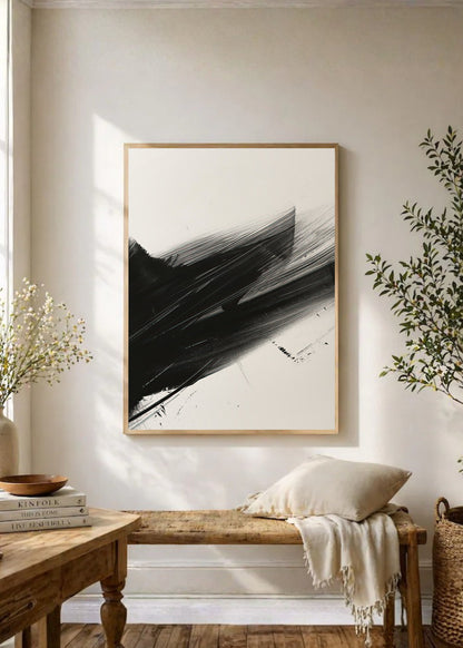 Cuadro Decorativo Abstracto, Diagonal Pincel Negro