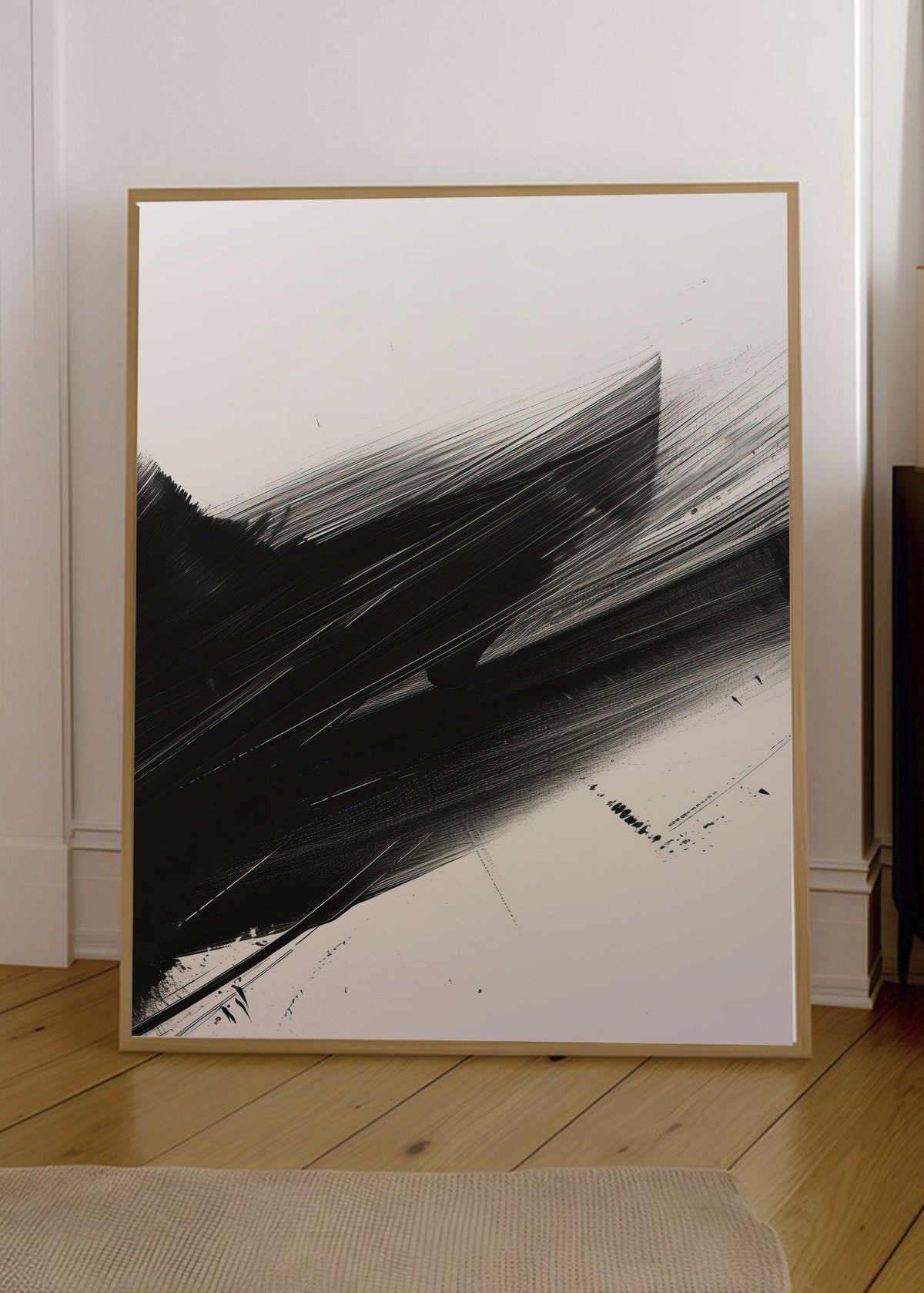 Cuadro Decorativo Abstracto, Diagonal Pincel Negro